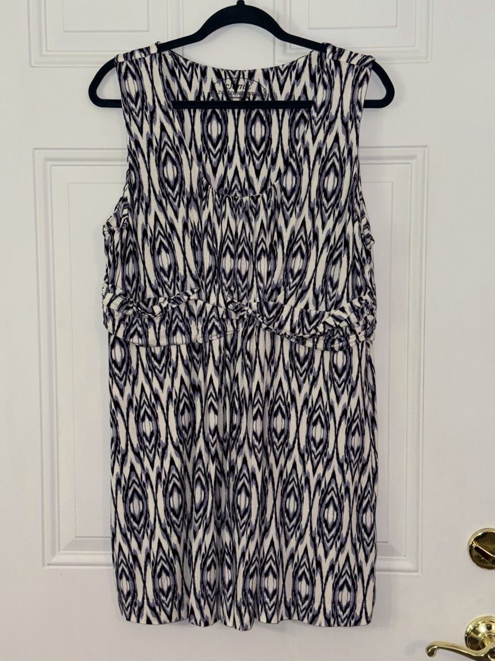 Soma Lounge Dress XL Sleeveless Knit Blue White Geometric Live Lounge Wear